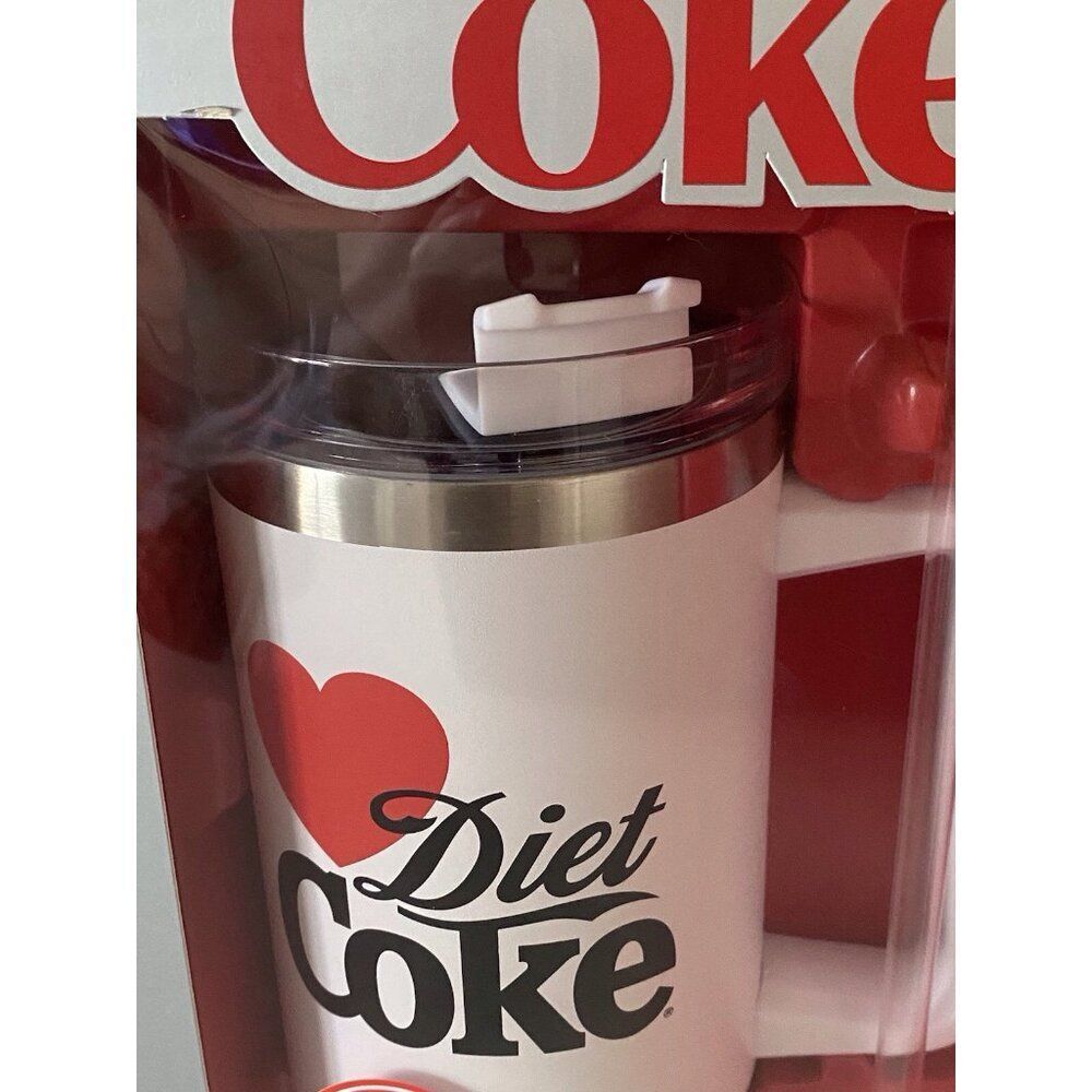 I Love DIET COKE 40 Oz Stainless Steel TUMBLER TRAVEL CUP W/STRAW Gift Box NEW - Picture 2 of 11